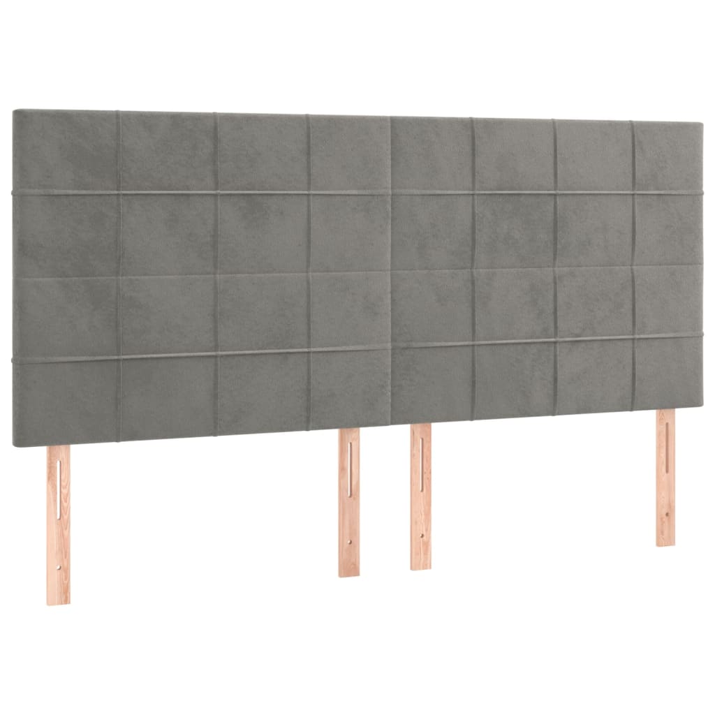 vidaXL Cabecero con luces LED terciopelo gris claro 180x5x118/128 cm