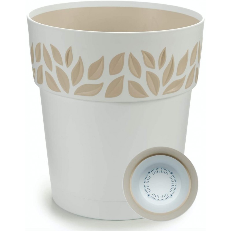 Maceta de Plástico - Diseño Moderno Hojas - 3 en 1- Maceta + Bandeja Interior + Plato Maceta