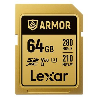 LEXAR Carte SDXC Pro Gold Series Armor UHS-II 64Go V60 IP68 Stainless Steel R280/W210