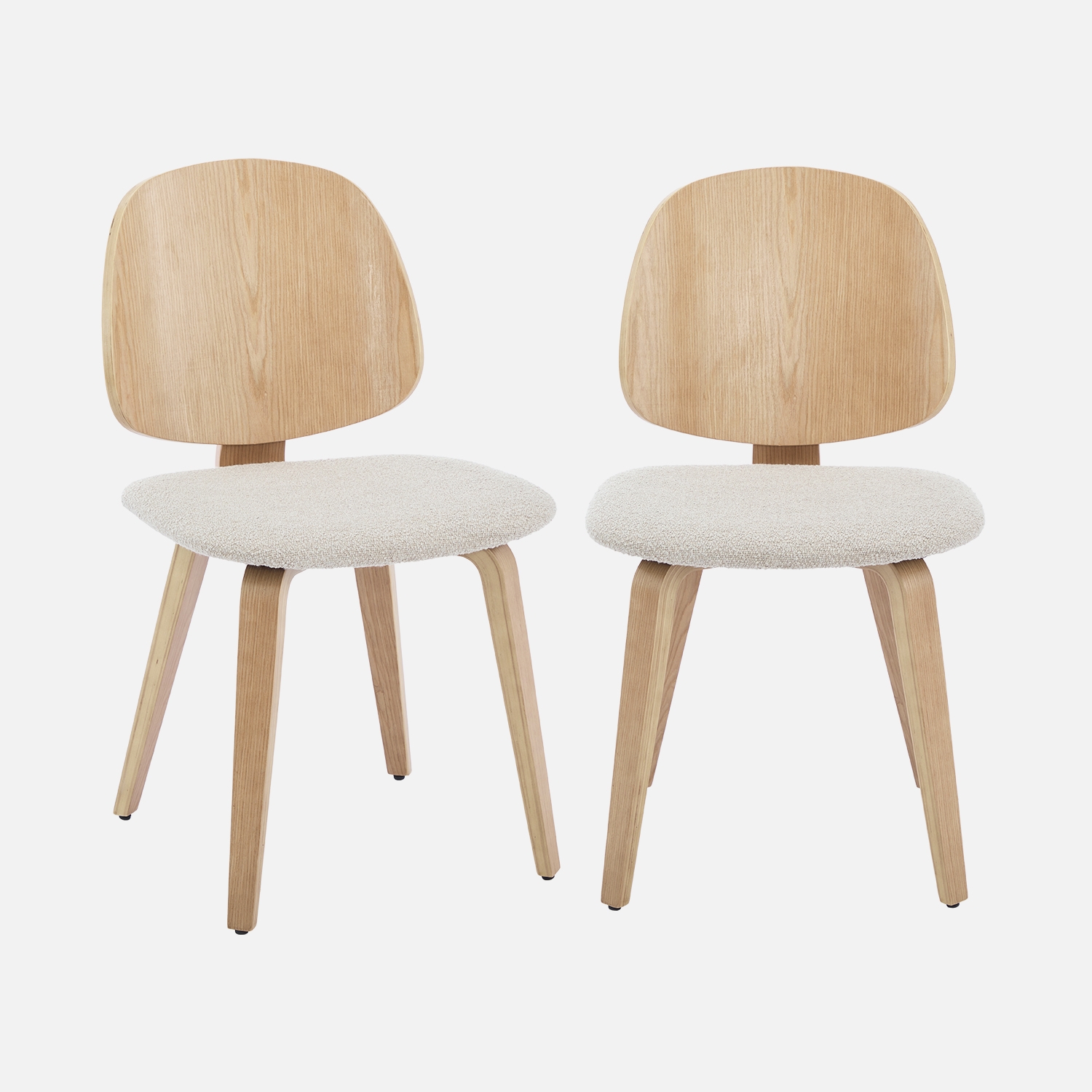 sweeek - Silla curvada de madera y borreguito, set de 2 , Sophia , 47x53x81