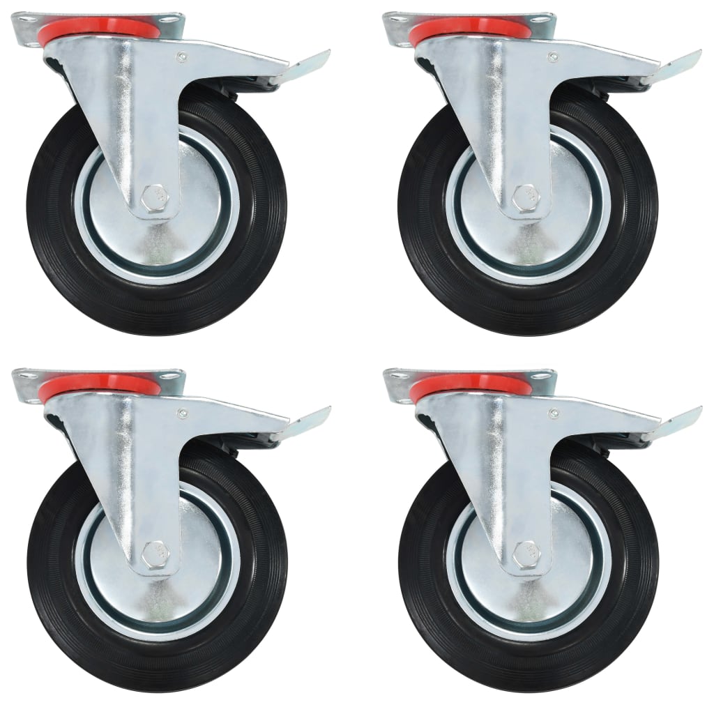 vidaXL Ruedas giratorias con frenos dobles 4 unidades 200 mm