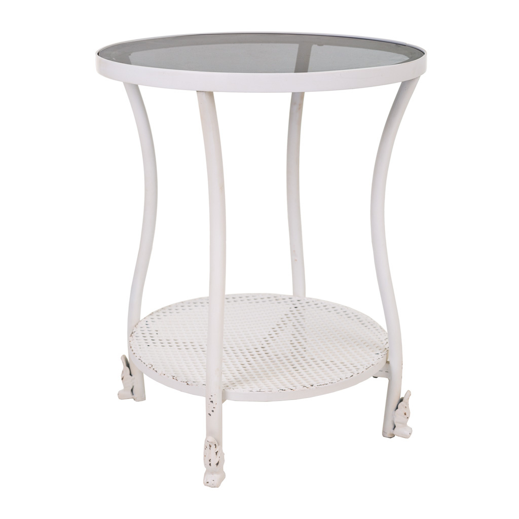 WANDERLUST DECO Mesa de centro de metal blanca 50x50x60h cm de estilo Industrial. No viene montado