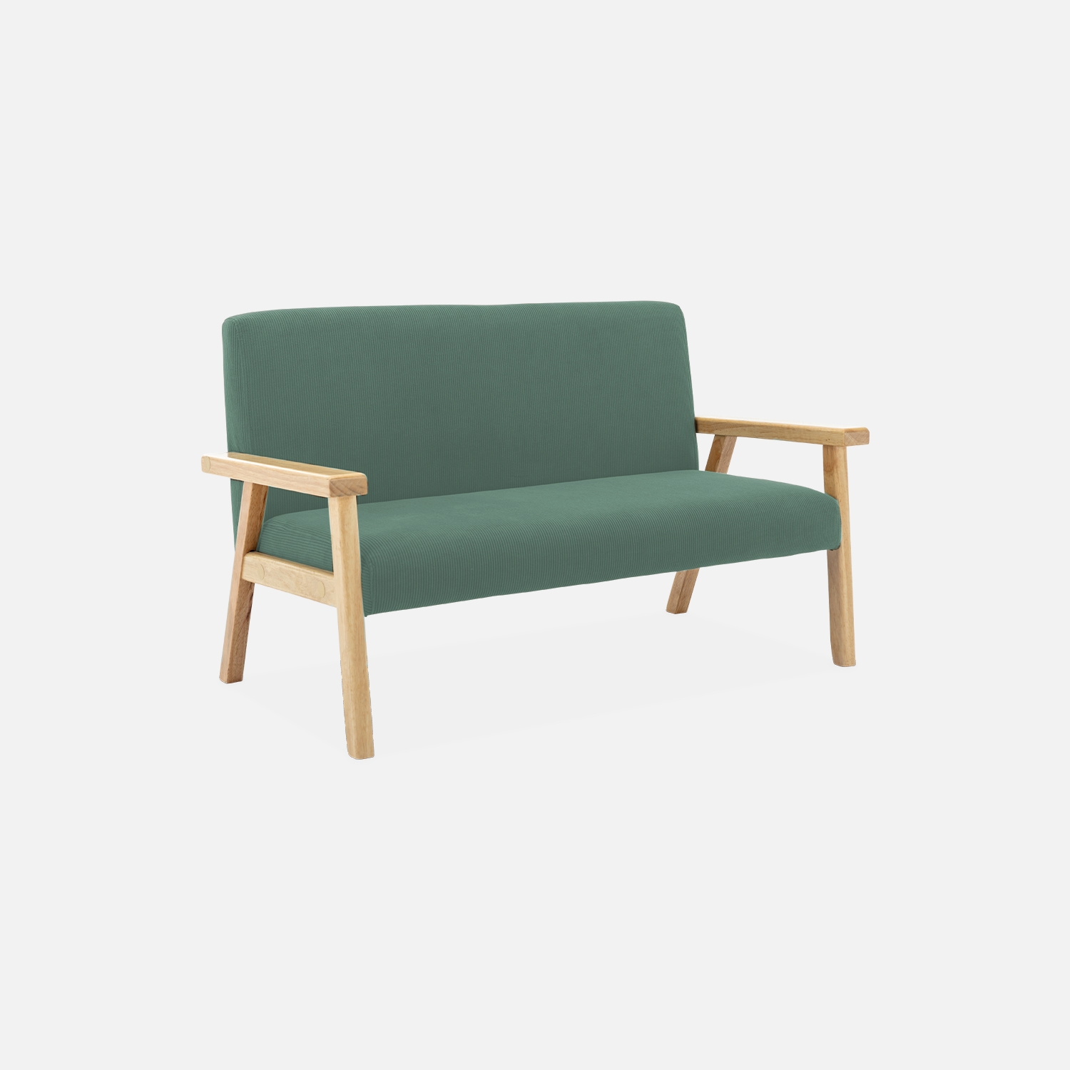 sweeek - Banco infantil de pana y madera de caucho, 2 plazas , Isak kids , 84x43x50