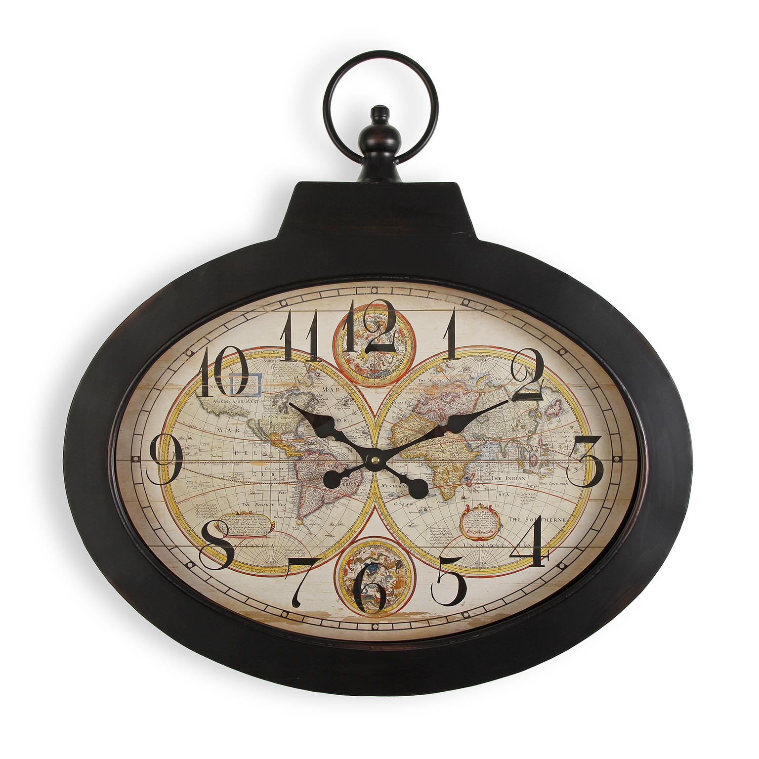 Versa Pangea Reloj de Pared Decorativo para la Cocina, el Salón, el Comedor o la Habitación, , Medidas (Al x L x An) 63 x 6 x 60 cm, Metal, Color Negro