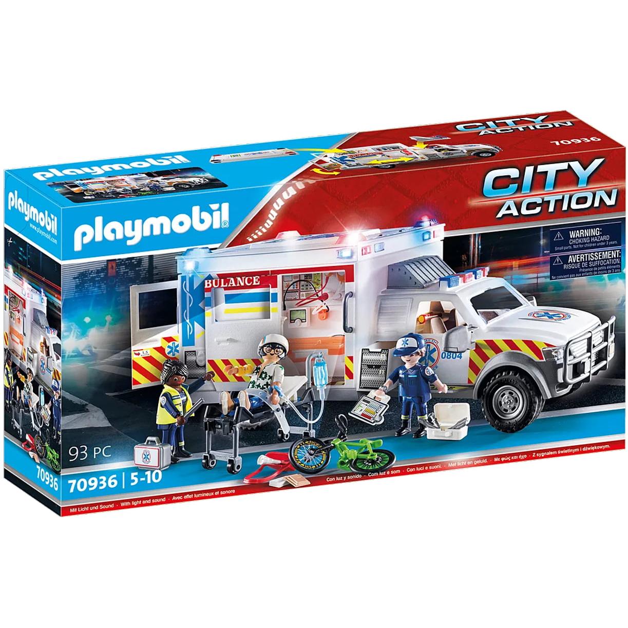 PLAYMOBIL CITY ACTION - VEJÍCULO DE RESCATE US AMBULANCIA, 70936, TIENDA CON LICENCIA OFICIAL