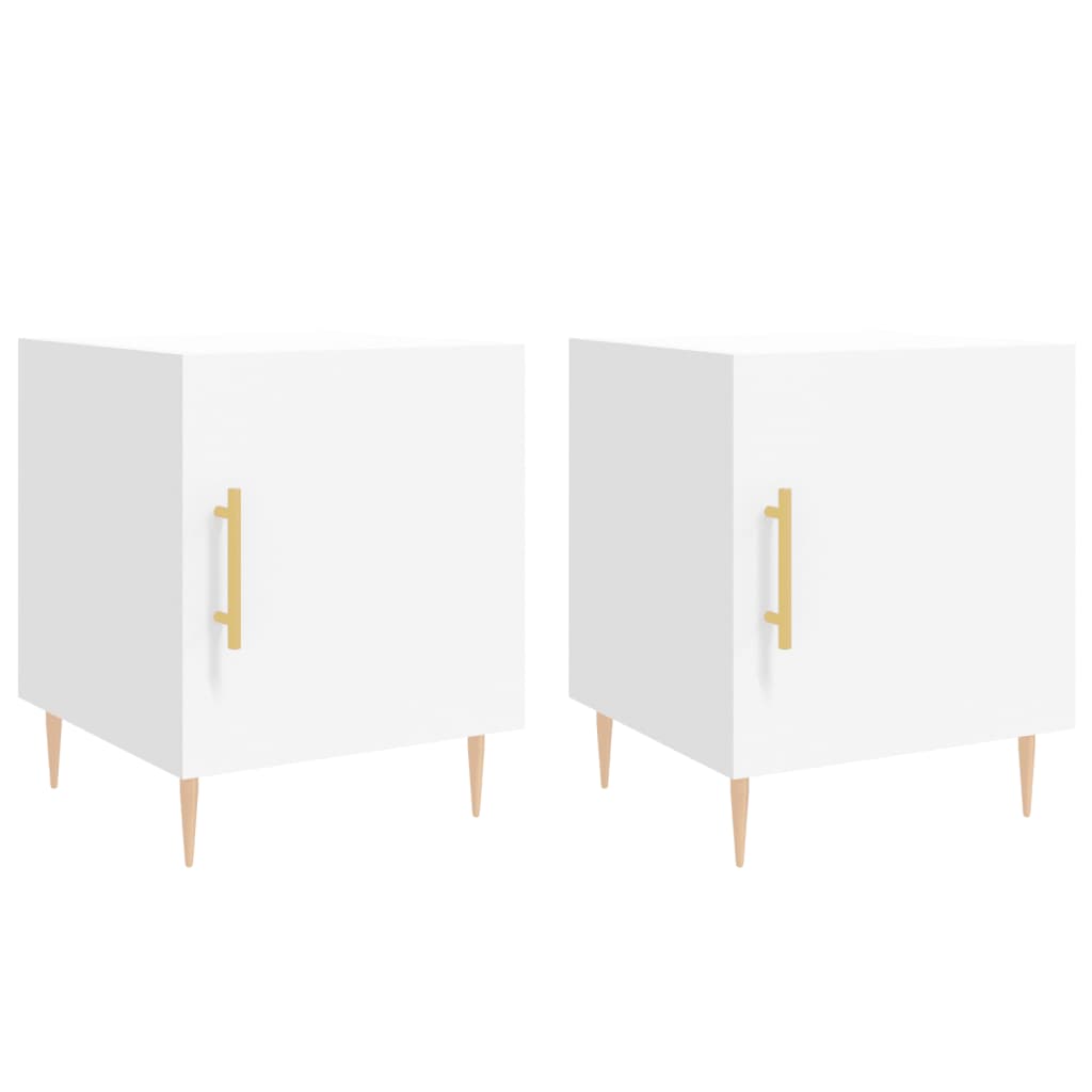 Vidaxl Mesitas de Noche 2 Unidades Madera Ingeniería 40x40x50 Cm Blanco