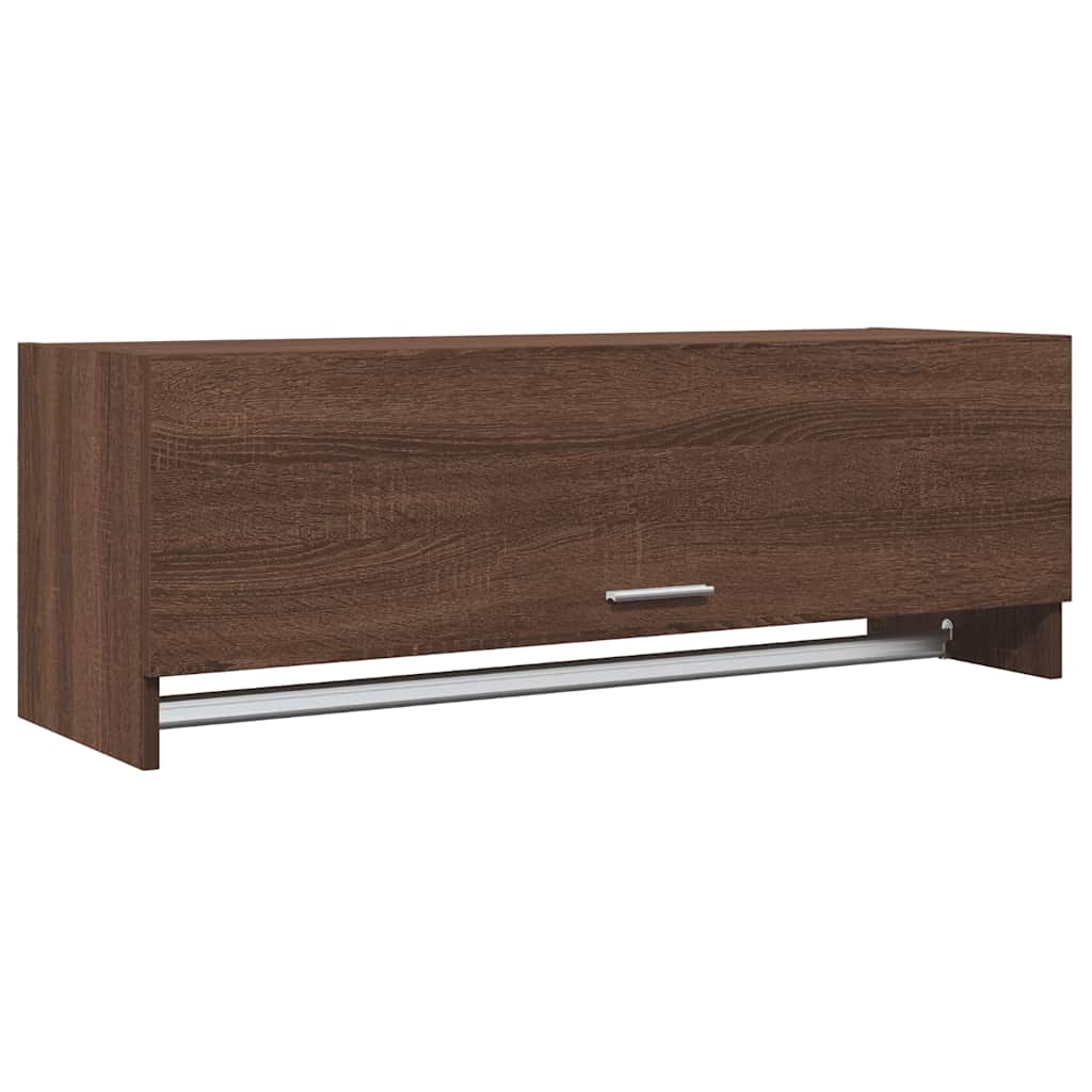 vidaXL Armario de madera contrachapada 100x32,5x35 cm en color Blanco brillante/Marrón roble/Madera antigua y más | almacenamiento funcional diseño moderno para baño dormitorio sala