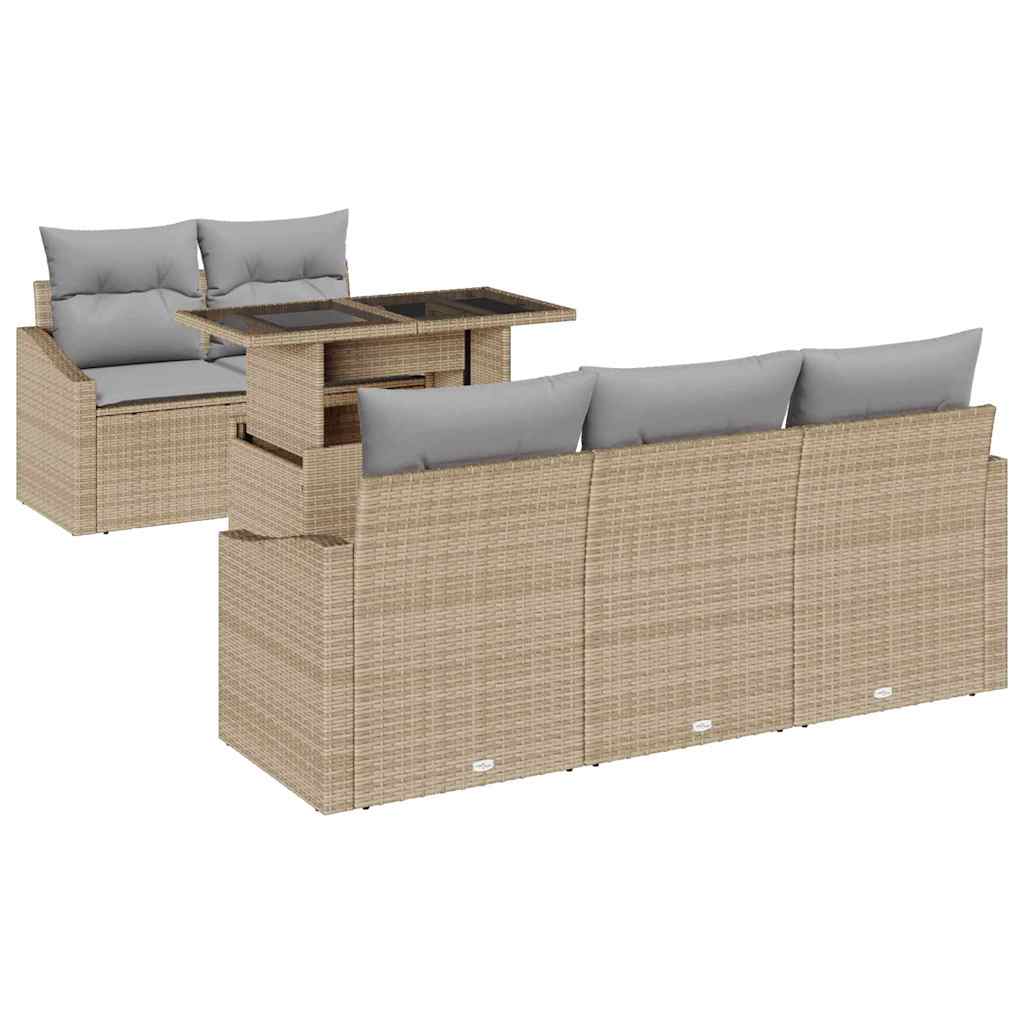 vidaXL Conjunto de sofá de jardín 6 pcs Beige y Gris Claro