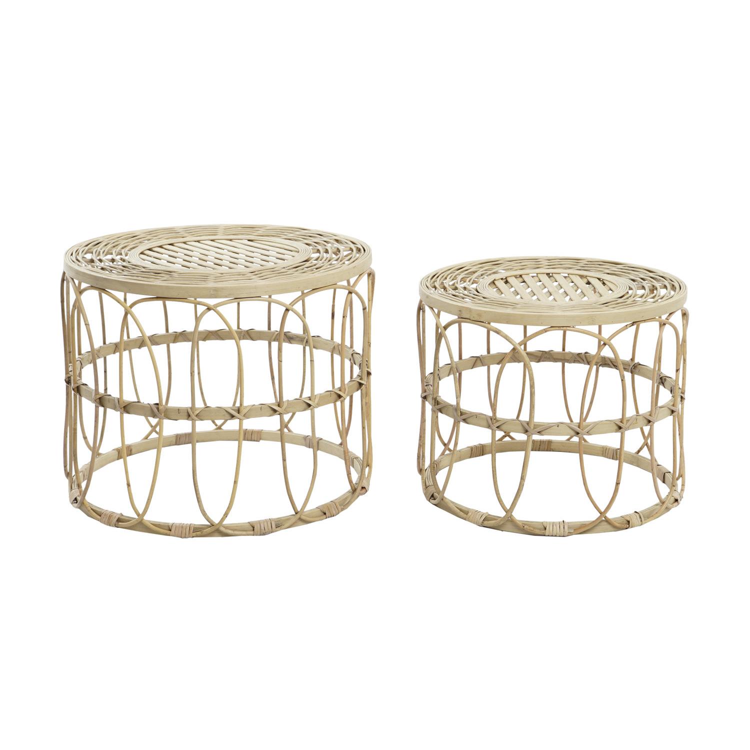 Mesita Auxiliar Set 2 Ratan 50X50X41,5 Natural - Fijalo - El mejor complemento para tu hogar.