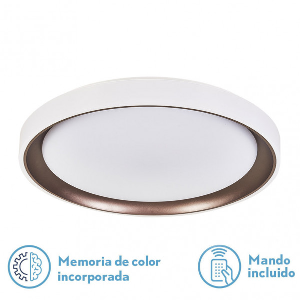 Plafon Luanda 72w 3000-4000-6000k Marron 7x49,5x49,5 Cm 7200lm regulador de intensidad, con mando y memoria