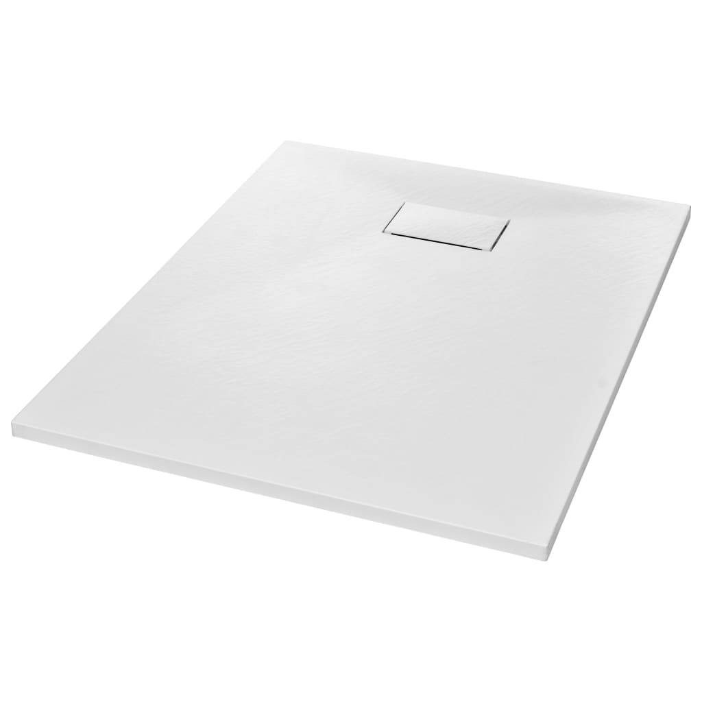 vidaXL Plato Ducha Resina Pizarra Extraplano Antideslizante 100x80 cm Color Blanco,  Gris,  Marrón y mas