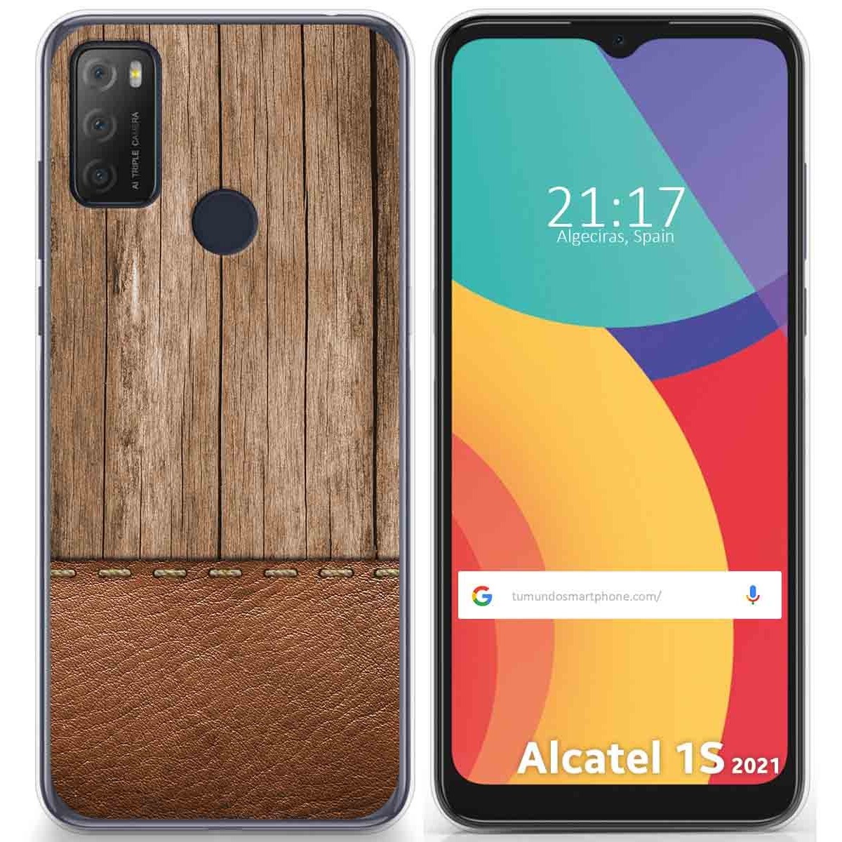 Tumundosmartphone Funda Gel Tpu para Alcatel 1S 2021 / 3L 2021 diseño Madera 09 Dibujos