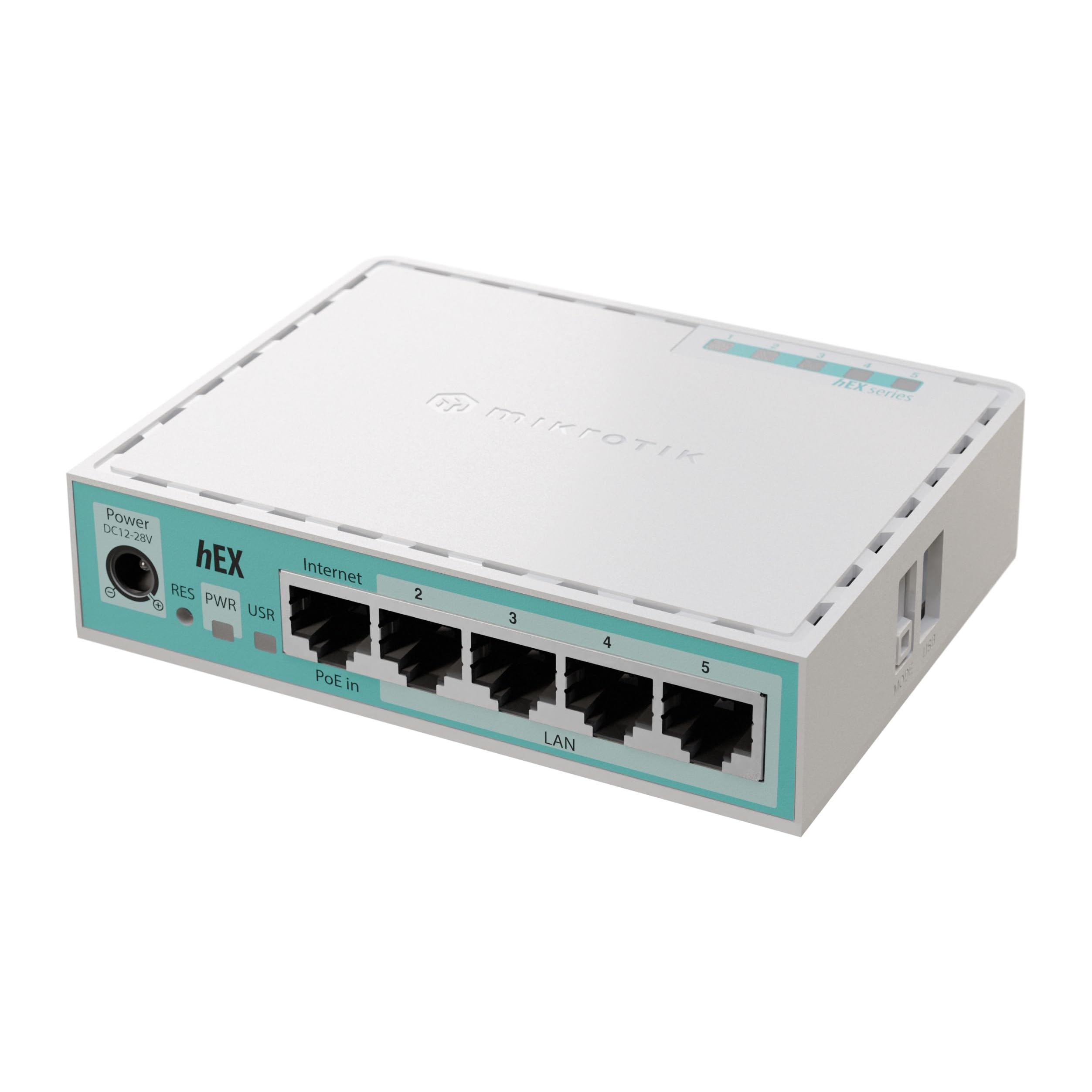 Mikrotik - Enrutador Hex de 5 Puertos Gigabit de 512 MB RAM (E50UG)