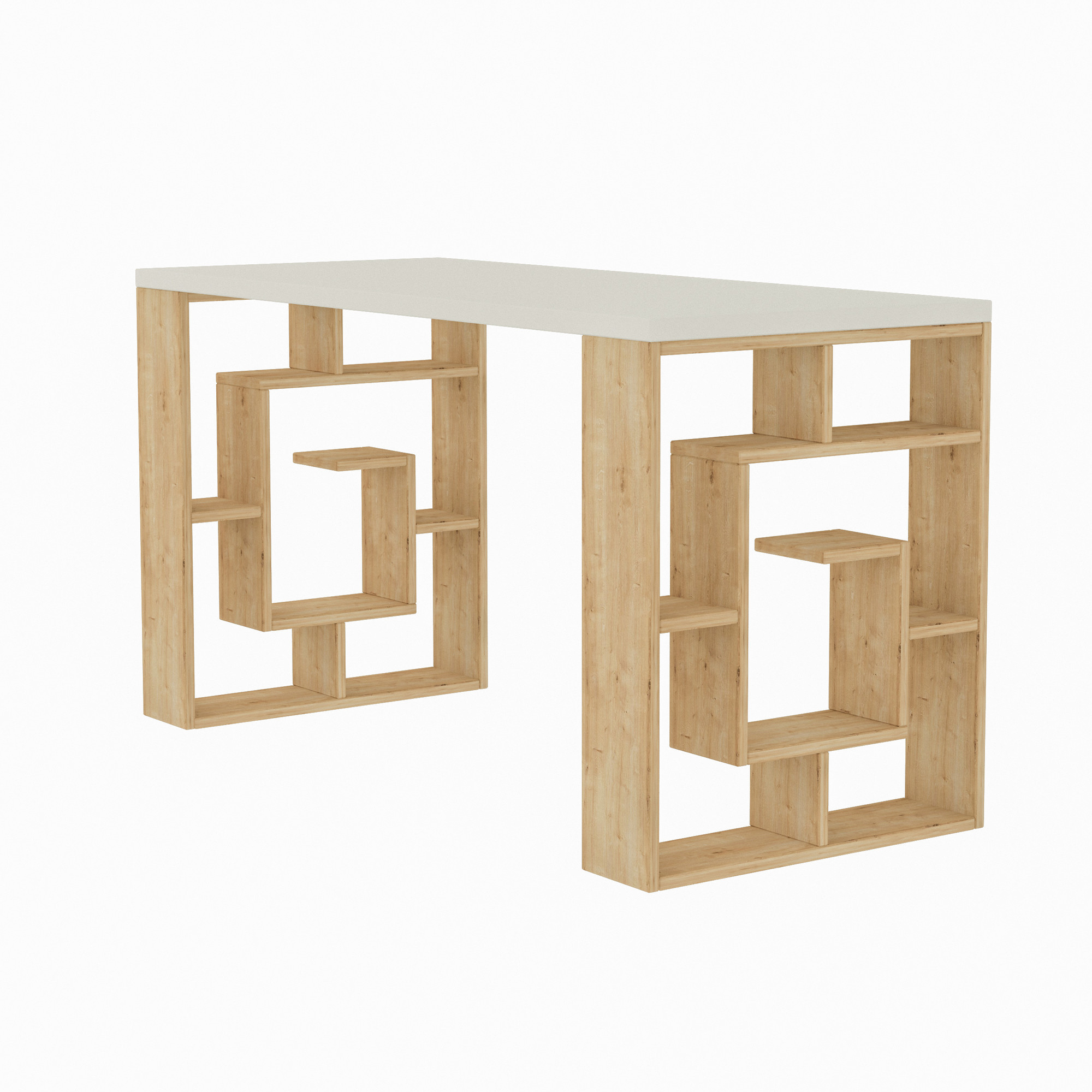 Habitat y Jardin - Escritorio de madera "Laberinto" 140 x 60 x 75 cm - Blanco