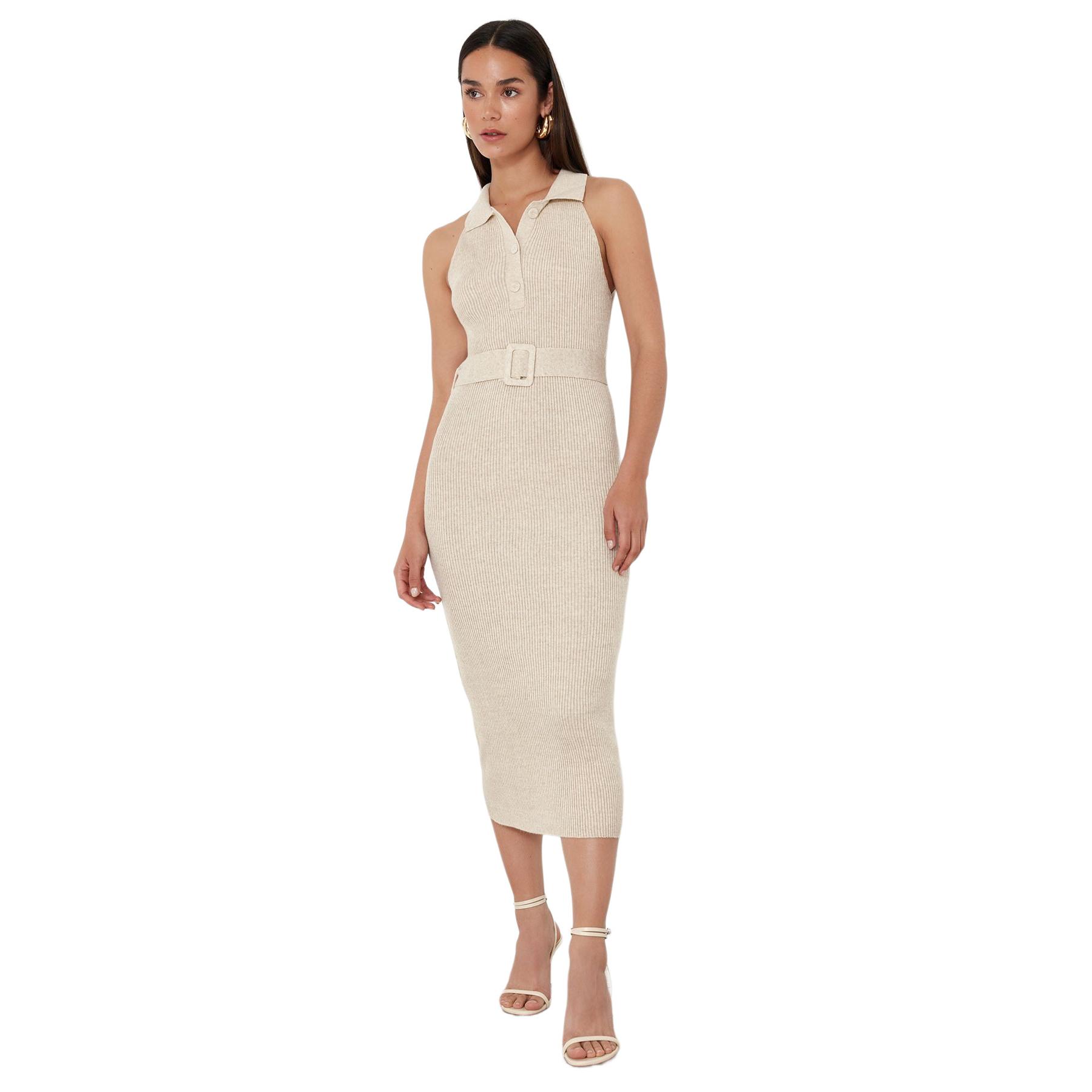 Trendyol Red Plain Belt Detailed Knitwear Dress Twoss22El1031