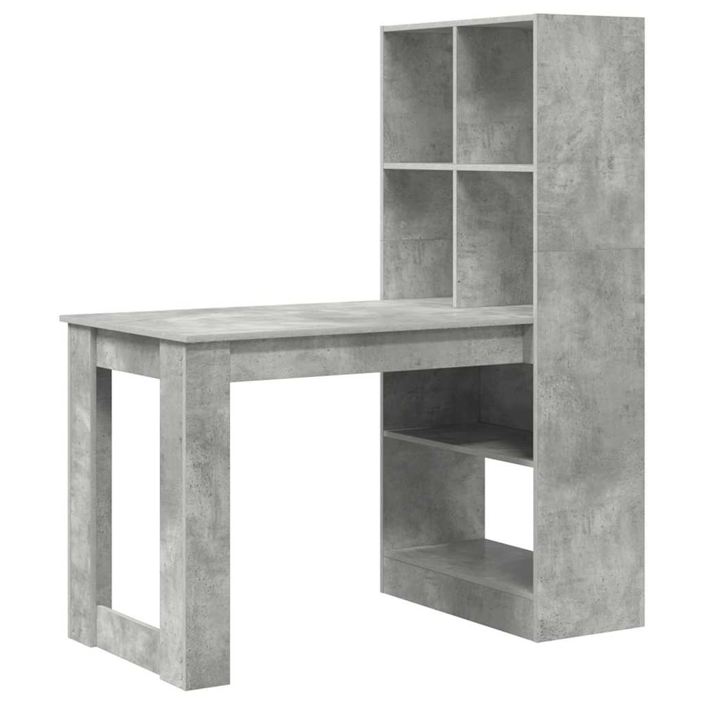 vidaXL Escritorio Gris Concreto 122 x 67 x 145 cm Madera de ingeniería