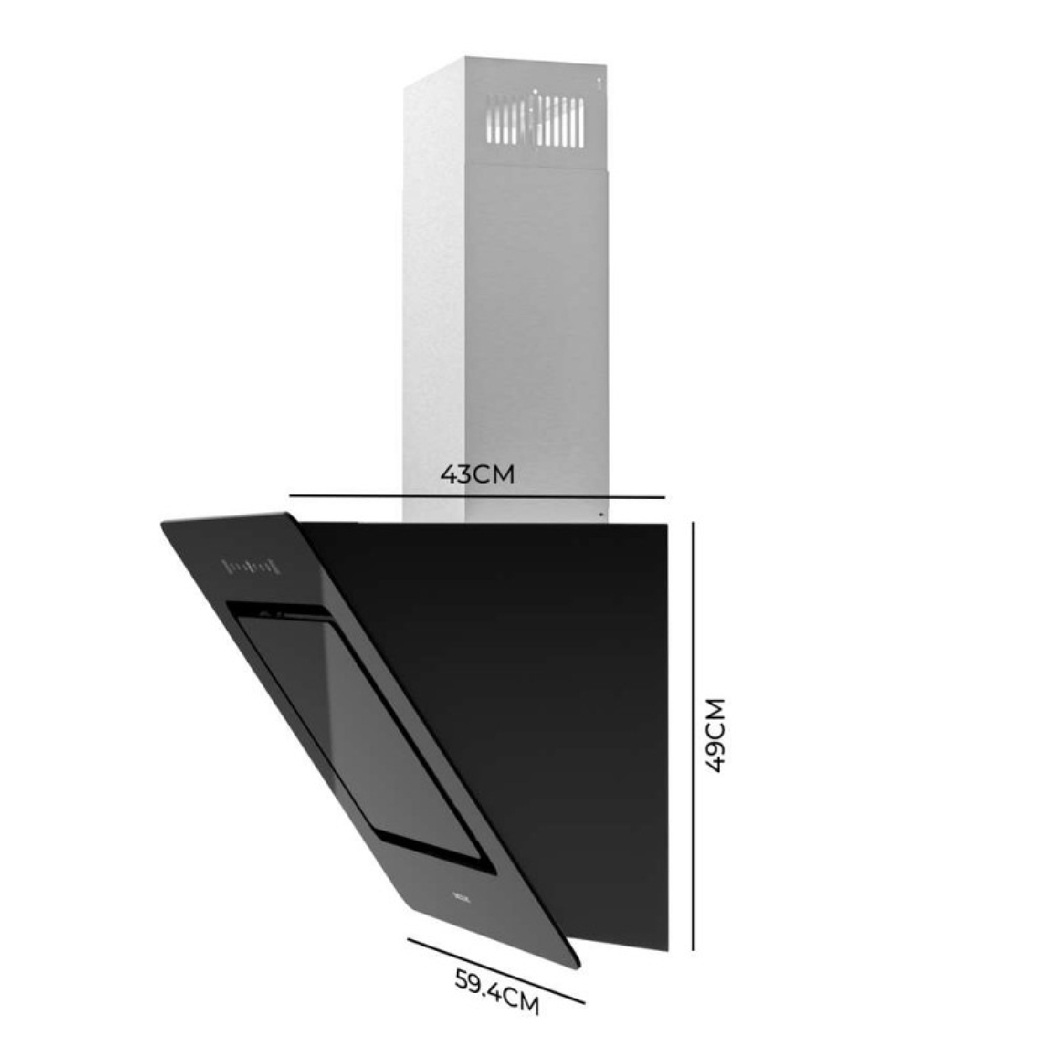 Cecotec Campana Extractora Decorativa 60 cm Bolero Flux DT 608002 Glass Black A++, 210W, Iluminación LED, Succión 800m3/h