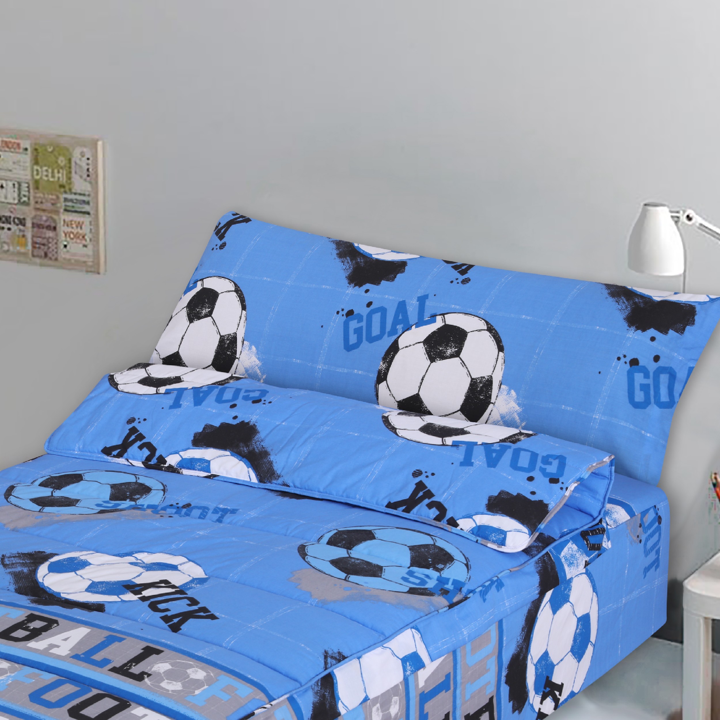 Saco Nórdico con Cremallera Edredón Ajustable Cama Infantil Fútbol Quick