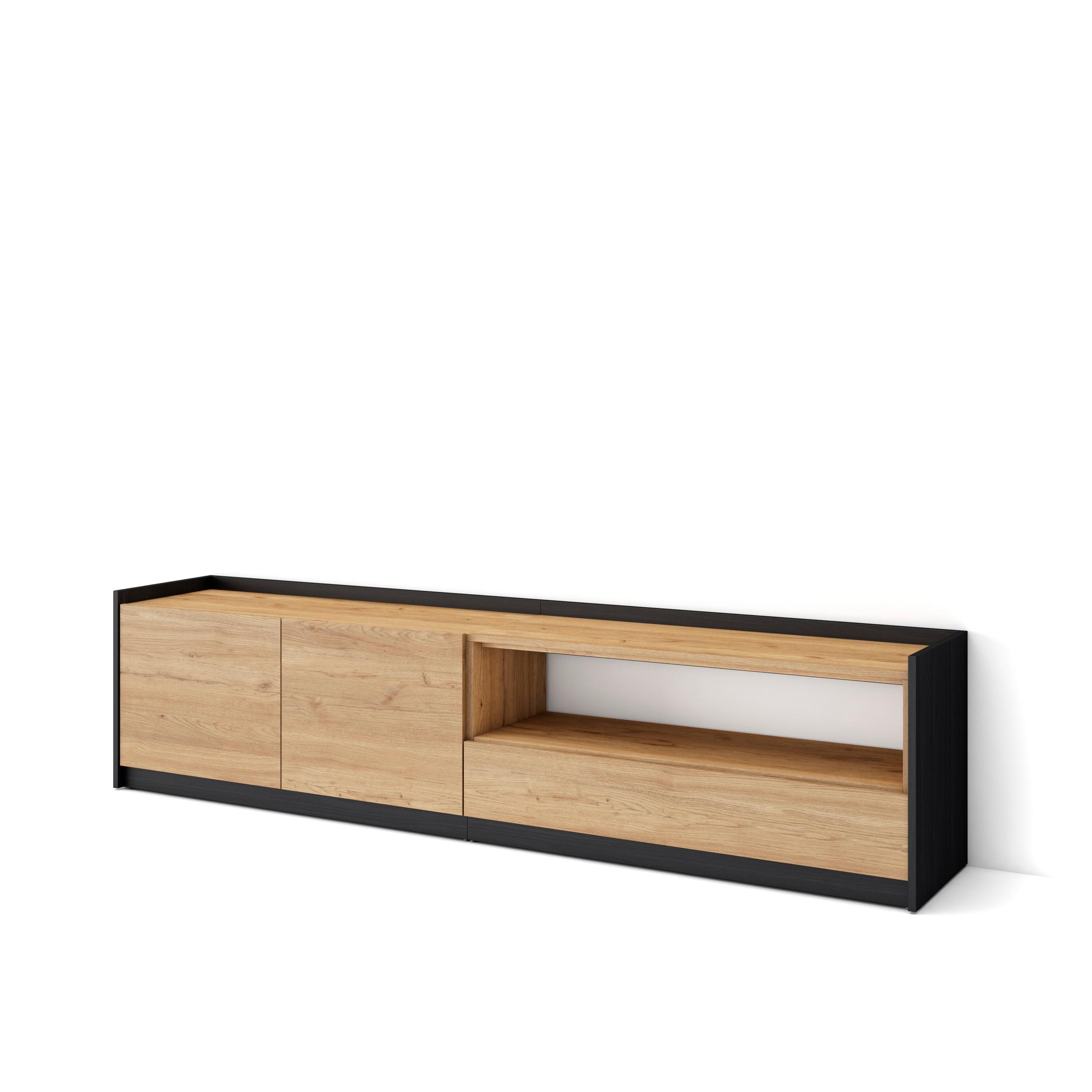 Skraut Home, Mueble TV, Televisión, Muebles de salón, almacenaje, 207x37x50 cm, Para TV hasta 80", Con almacenamiento