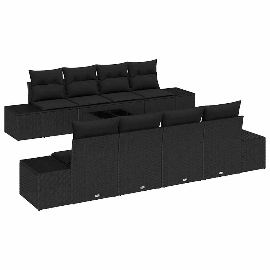 vidaXL Conjunto de sofá de jardín Manual 7 pcs Negro ratán sintético