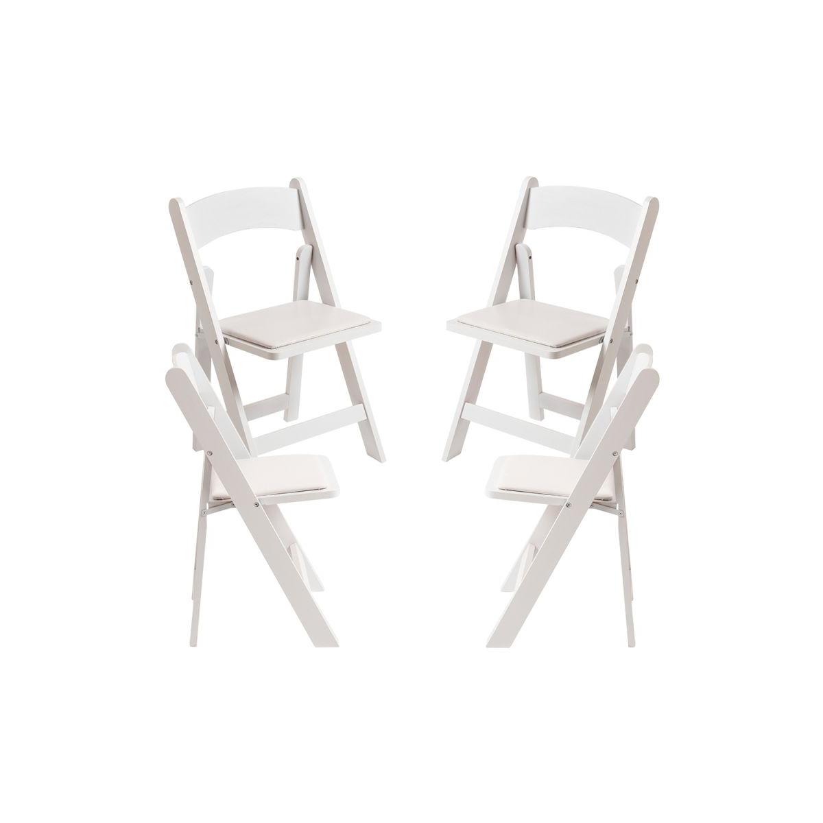 Regalos Miguel - Sillas Plegables - Pack 4 Sillas Plegables Wala Madera para Escritorio y Comedor - Blanco