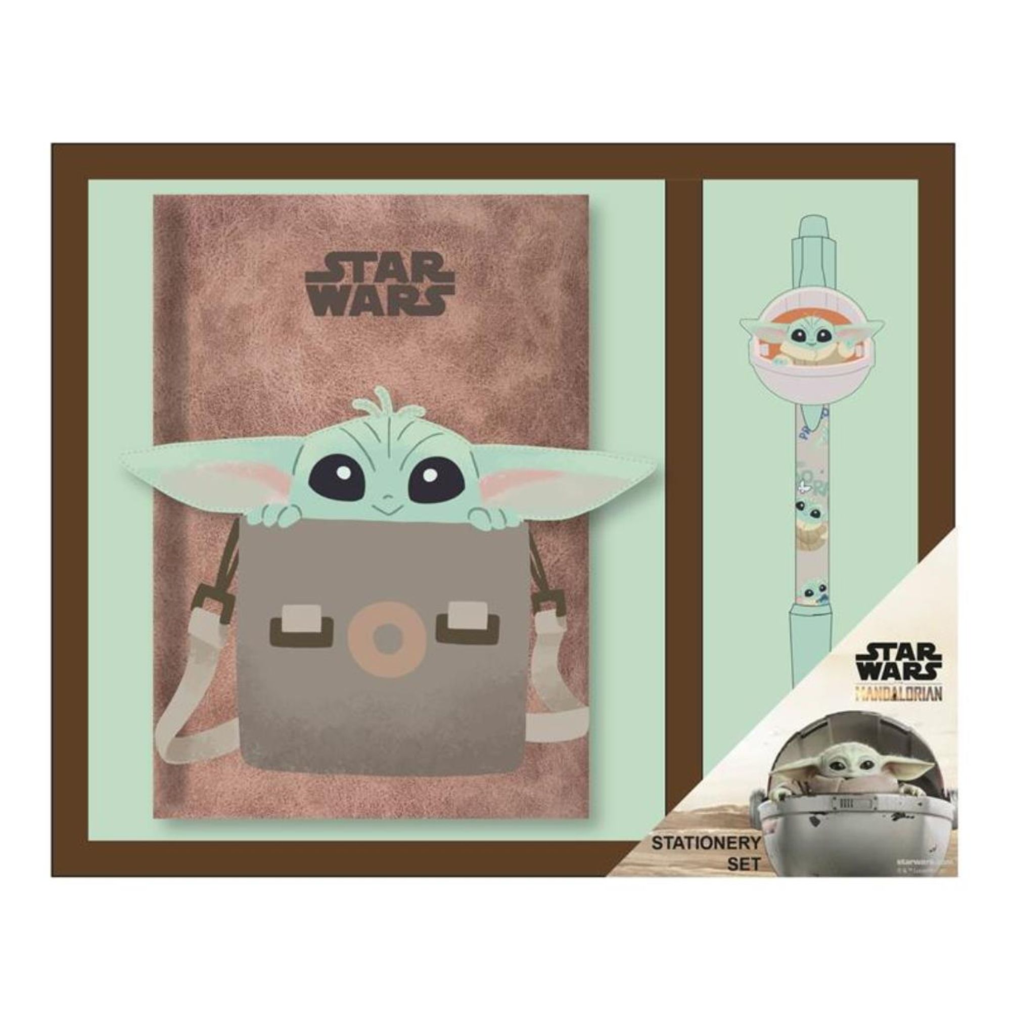 Set de papelería Star Wars Mandalorian para fans, con libreta 3D y bolígrafo Baby Yoda Grogu, perfecto regalo escolar