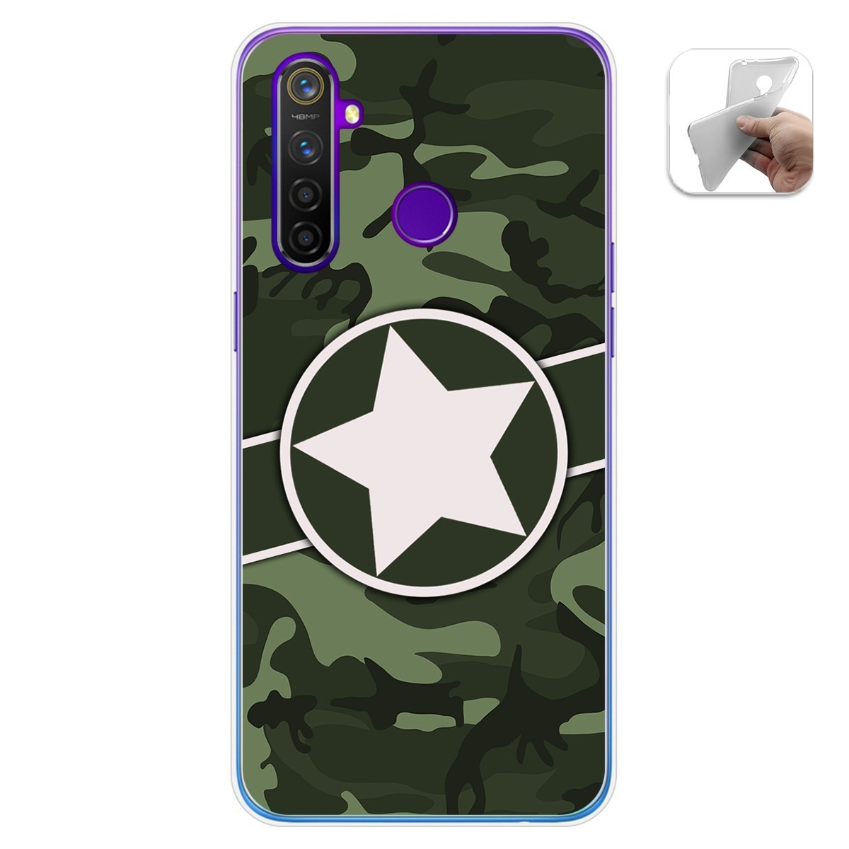 Tumundosmartphone Funda Gel Tpu para Realme 5 Pro diseño Camuflaje 01 Dibujos
