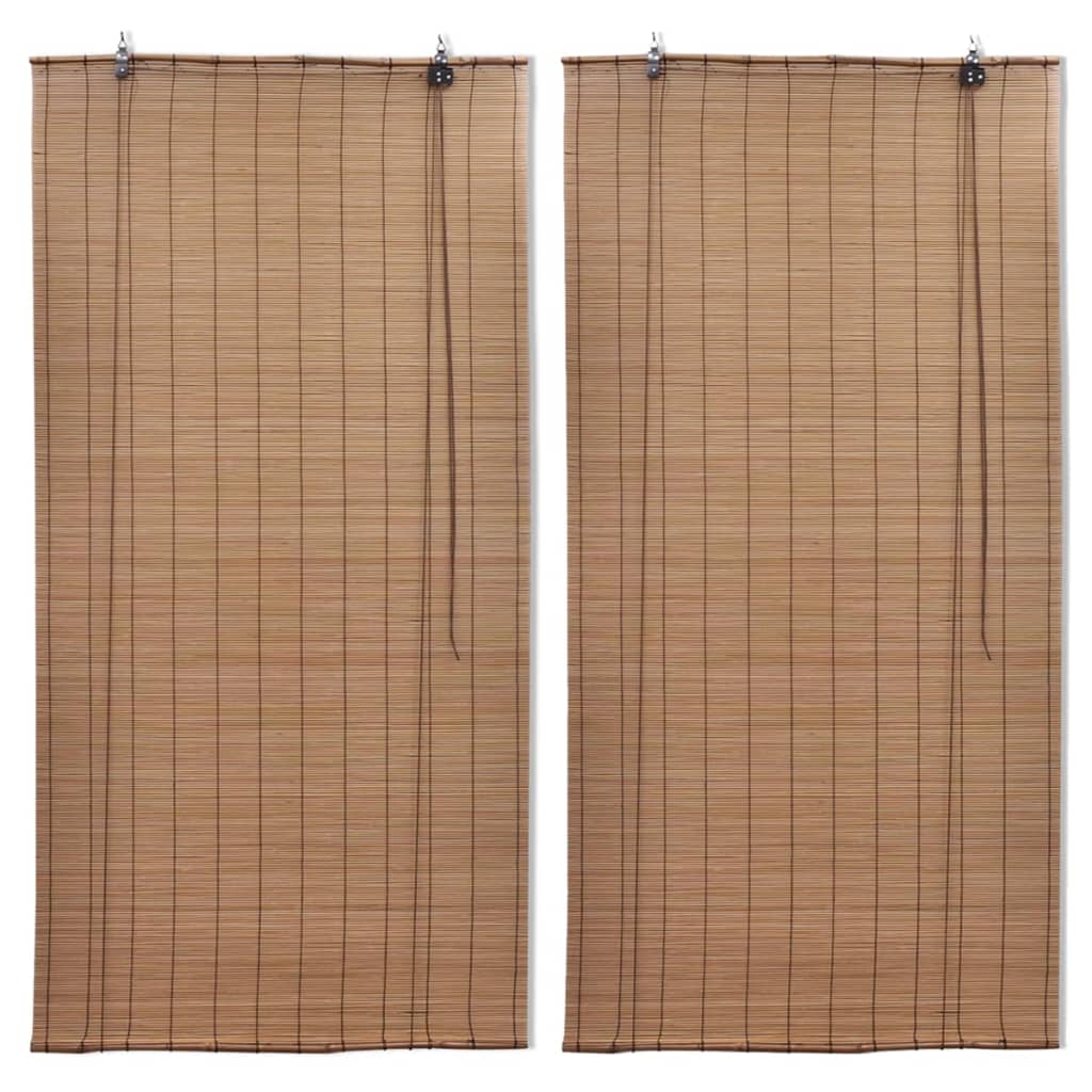 vidaXL Estor enrollable de bambú 2 unidades marrón 100x160 cm