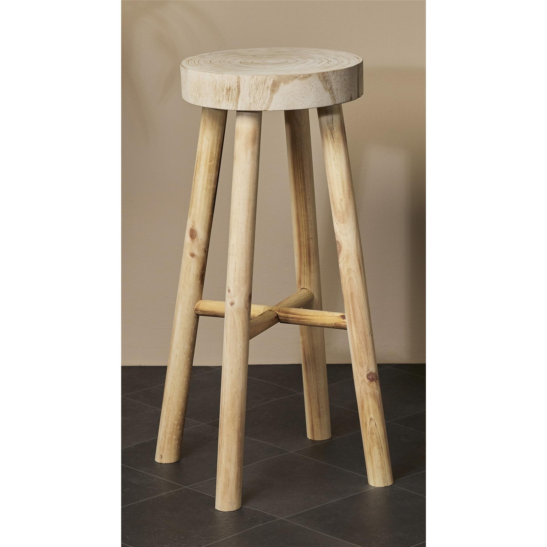 Taburete rustico madera tostada 75 cms. 30dx75 cms. El mejor complemento para tu hogar.