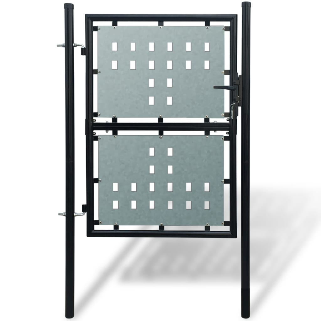 vidaXL Verja Negra con Puerta Entrada con 3 Llaves Jardín Seguridad Dimensiones 100 x 125 cm,  100 x 150 cm,  100 x 175 cm y mas