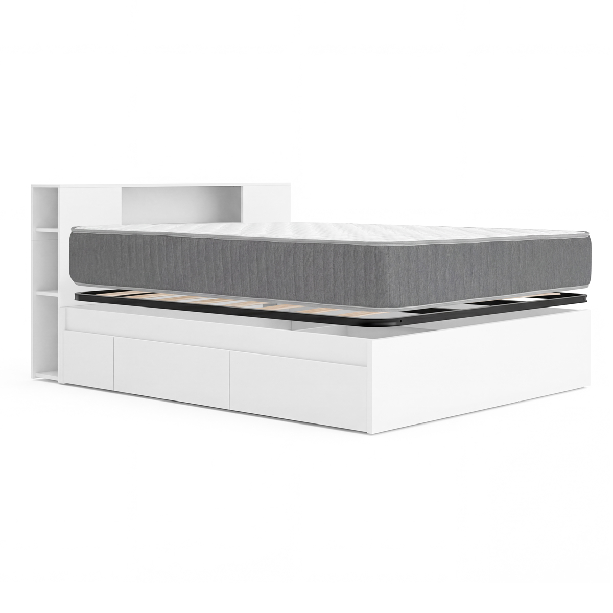 Pack ahorro matrimonio Cama compacta, Cabecero Ten, Colchón viscoelástico y muelles Aurea y Somier 150 x 190 cm