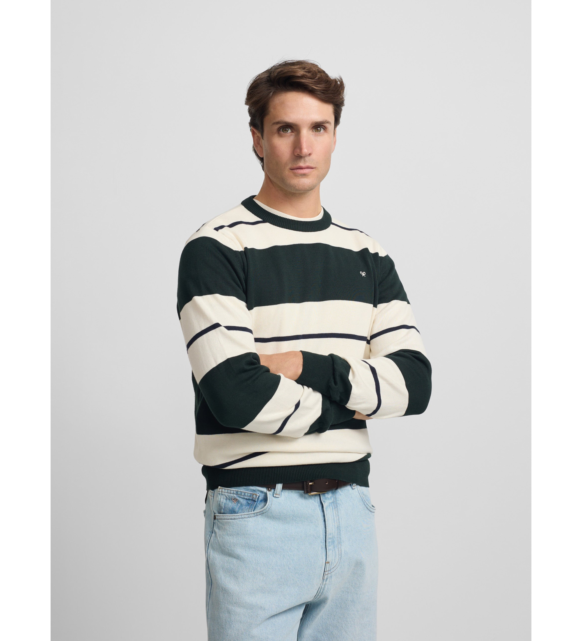 Silbon | Hombre | Jersey SB rayas anchas verde oscuro
