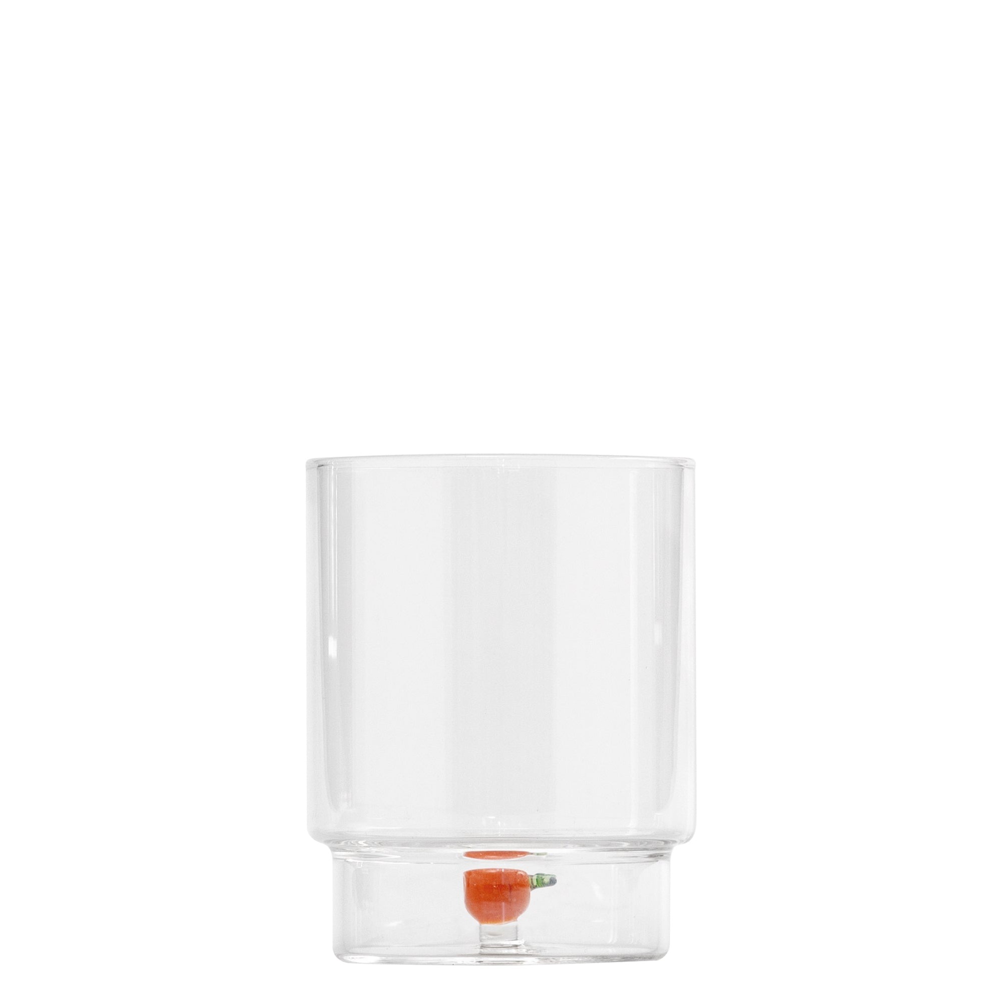 Zafferano Teca Frutta - Juego de 6 Vasos de Vidrio Borosilicato con Naranja - Vaso de 35 cl Doble Fondo Decorado a Mano, Fácilmente Lavable