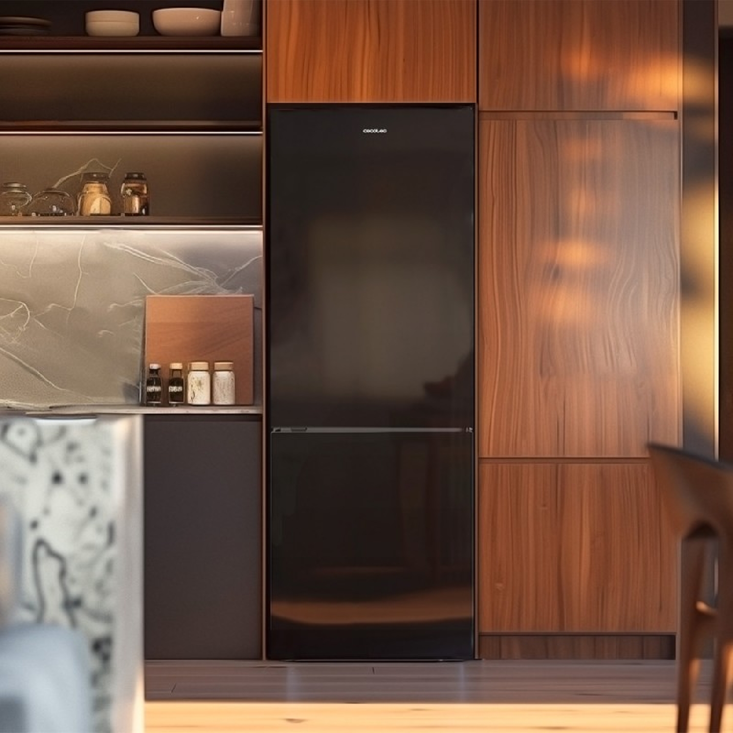 Cecotec Frigorífico Combi Bolero CoolMarket Combi 250 Dark E. Clase Energética E Frigorífico Combi Inox Oscuro 180X55Cm, 250L