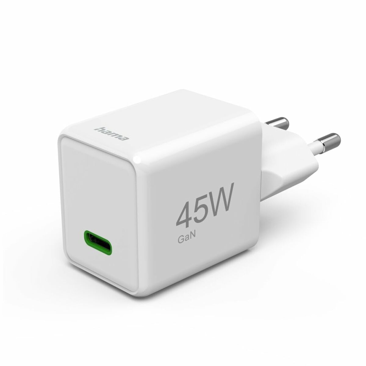 Hama | Cargador Super Mini 220V (45W, 1 Puerto USB-C, QC+PD+GAN, rápido, Super Mini) Blanco