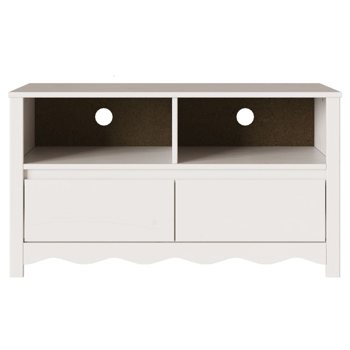 Mueble de TV Singapur 2 cajones + 2 compartimentos blanco 55x99x43 cm