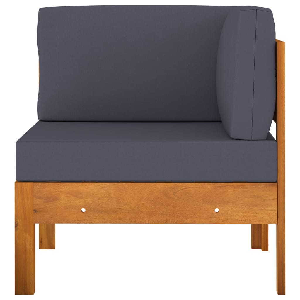 Vidaxl Muebles de Jardín 2 Pzas Cojines Madera Acacia Crema Gris Oscuro