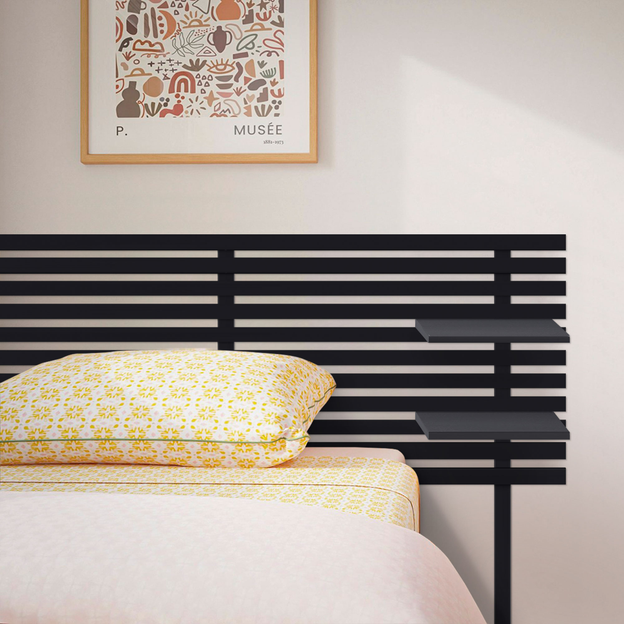 Cabecero con Estantes de Madera reciclada DM Colgante Pared Estilo Palet Japones con Patas