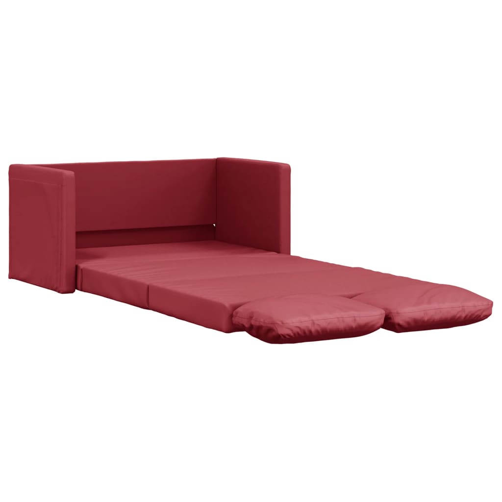 vidaXL Sofá cama suelo 2 en 1 cuero sintético rojo tinto 112x174x55 cm