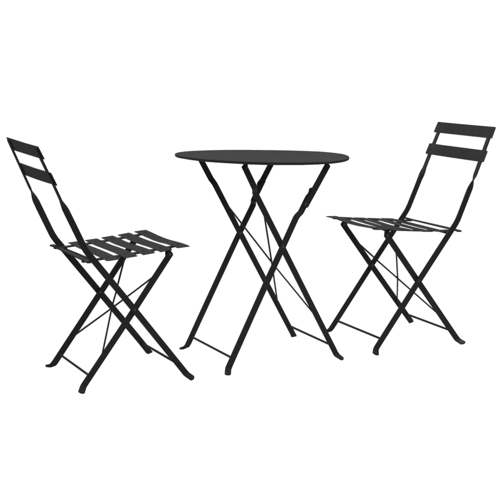 vidaXL Mesa y sillas bistró de jardín 3 piezas acero en color Gris/Blanco/Negro | cómodas modernas ergonómicas para comedor cocina salón hogar
