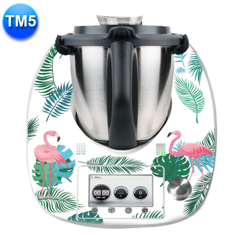 Apcym Vinilo Adhesivo Personalizado para Thermomix TM5 - Flamenco Tropical