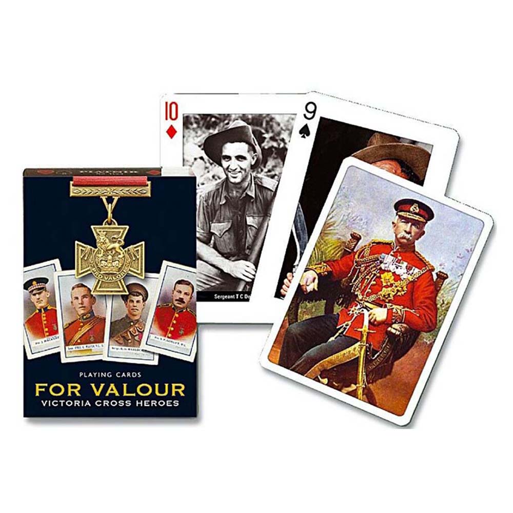 Piatnik Baraja de poker de 54 cartas Cruz victoria al valor Distinción británica Insginia Historia Fotografías originales, dibujos y posters Juego mesa Jugar Adultos Colección Coleccionable Poquer