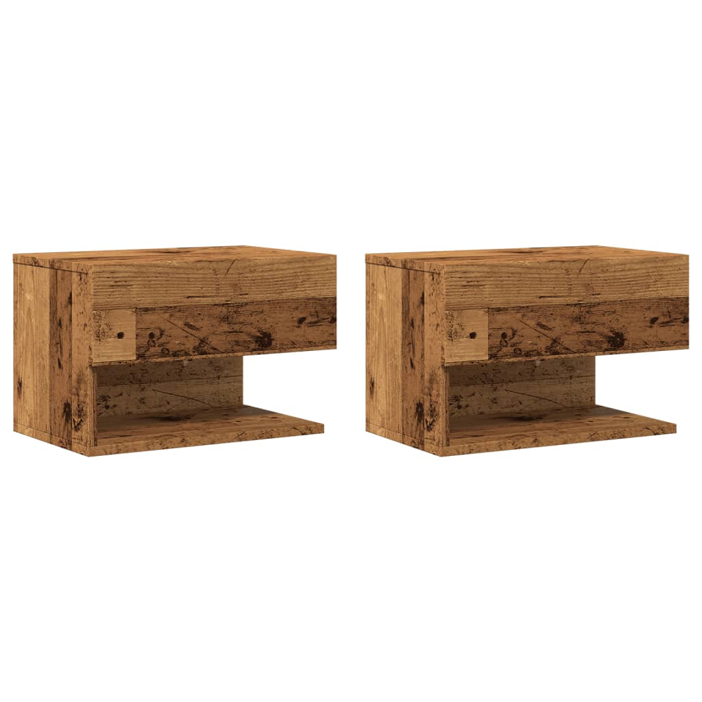 vidaXL Mesita de noche de pared madera envejecida