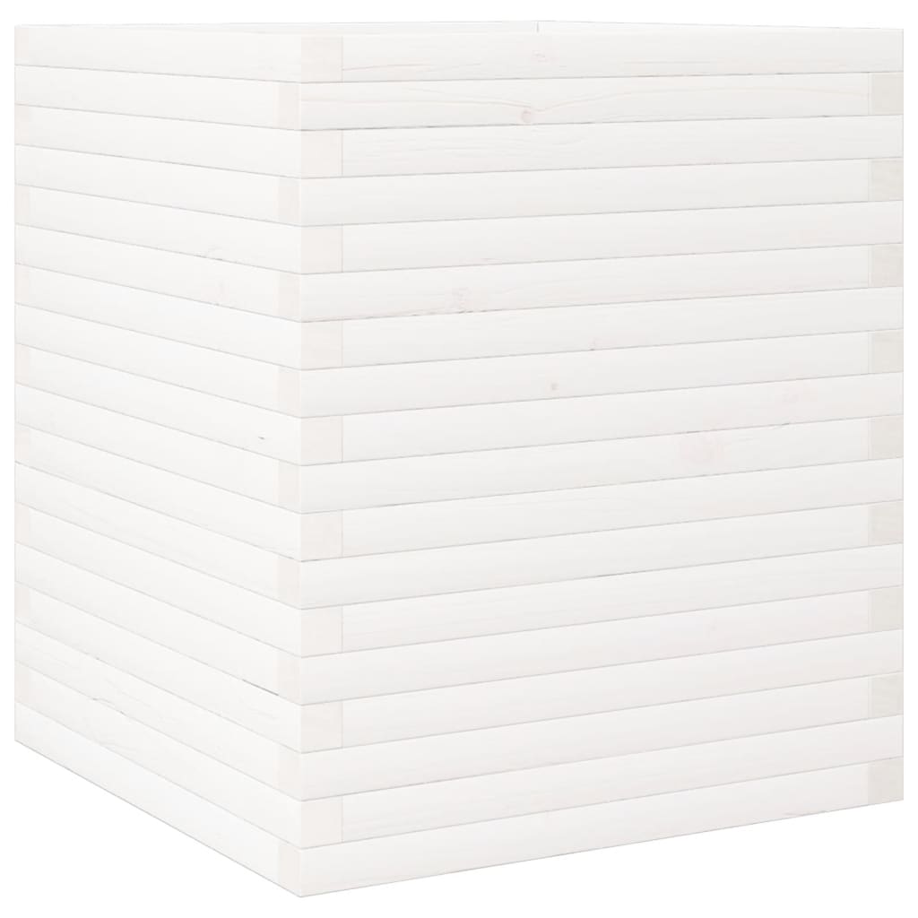 vidaXL Jardinera de madera maciza de pino 60x60x68,5 cm Color Pino natural,  Blanco,  Marrón cera y mas