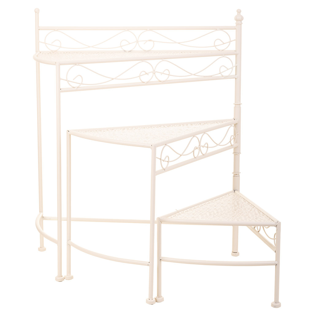 Wonderlust Deco - Soporte 3 baldas para macetas de forja blanco 55x30x61 Blanco 55x30x61h cm