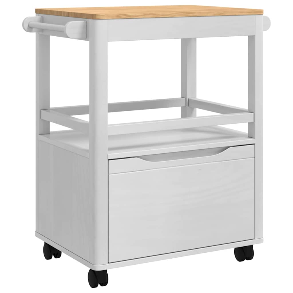 vidaXL Carro de Cocina FLORO Madera de Pino Macizo 72,5 x 45 x 80 cm