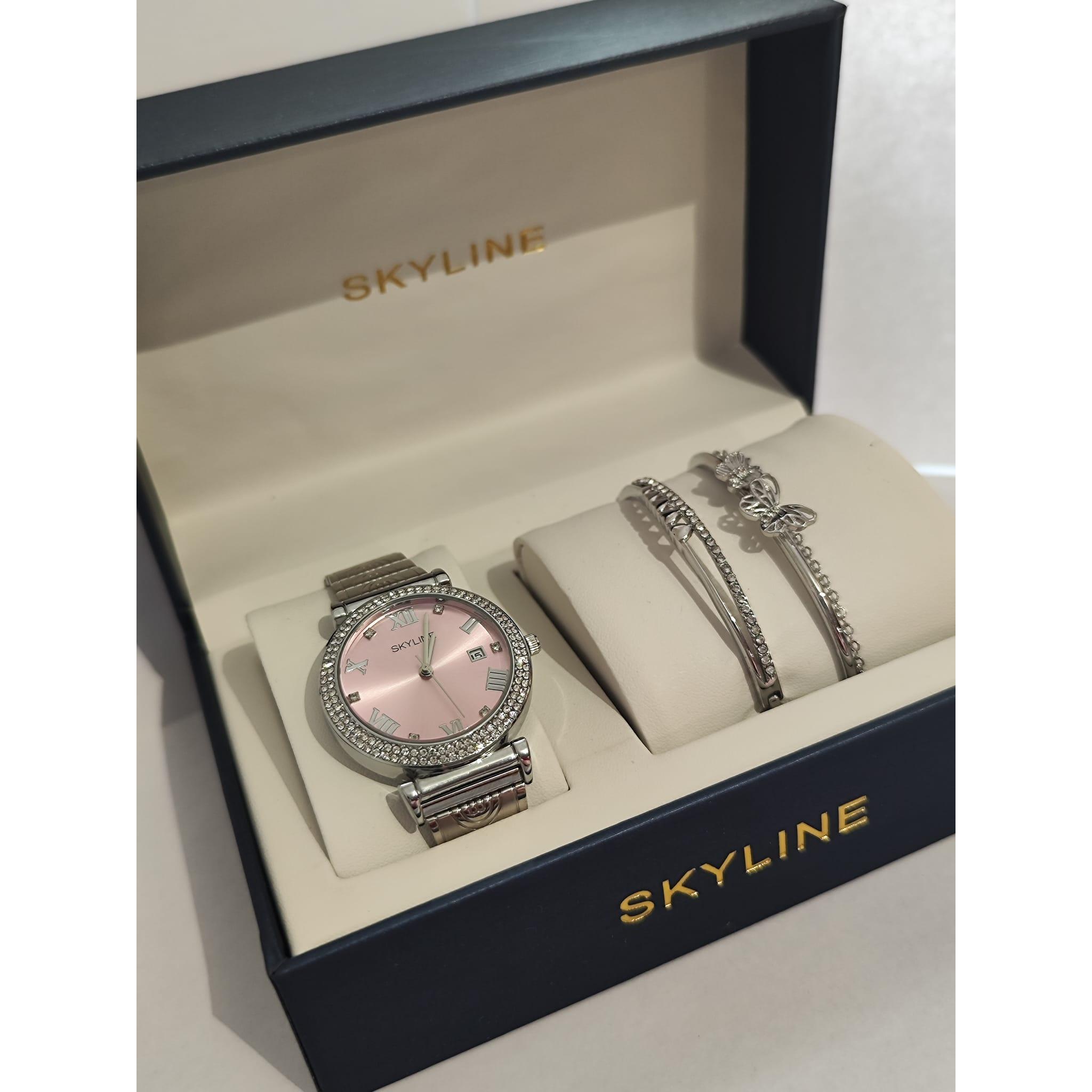 Conjunto Reloj mujer 2 pulseras de la marca SKYLINE ACERO GARANTIA 2 ANOS Estilo y Calidad en cada Segundo El regalo ideal Miravia