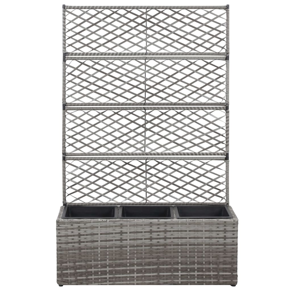 vidaXL Enrejado y arriate 3 macetas ratán sintético 83x30x130 cm Color Negro,  Gris,  Marrón y mas