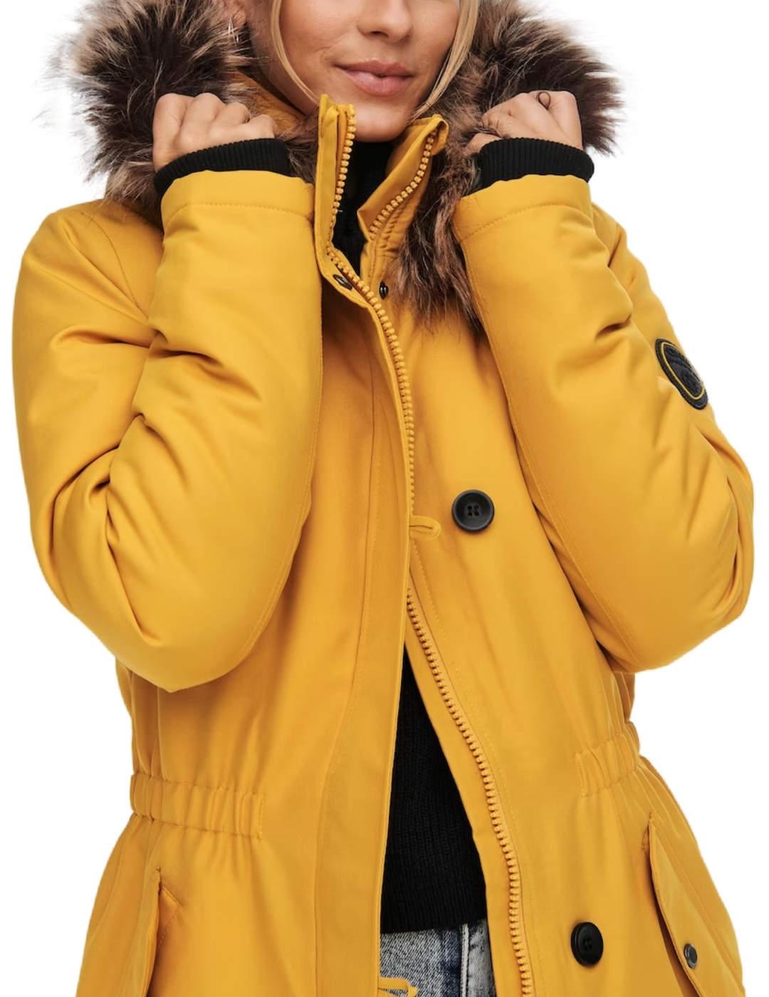 Parka Only NewKaty camel con capucha de pelo para mujer