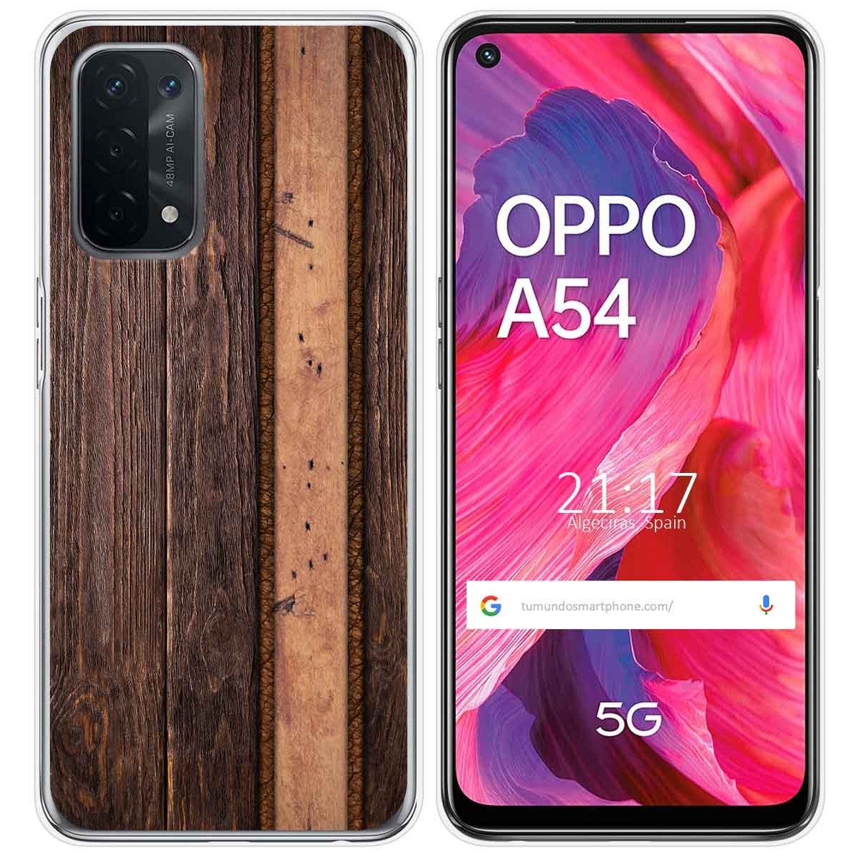 Tumundosmartphone Funda Gel Tpu para Oppo A54 5G / A74 5G diseño Madera 05 Dibujos